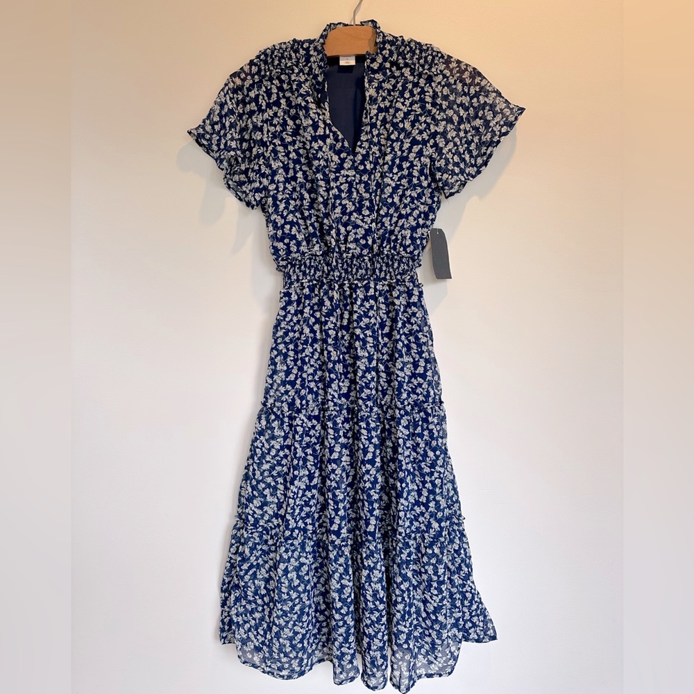 NWT Nordstrom Blue Floral Midi Dress, women’s XS